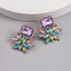 Fashion Color Number Two Alloy Diamond Geometric Stud Earrings