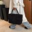 Fashion Black Plush Plaid Woven Large-capacity Tote Bag
