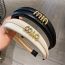 Fashion Coffee Color Wide-brimmed Leather Headband With Metal Letters