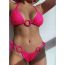 Fashion Pink Leopard Print + Pink Ring Polyester Halterneck Lace-up Printed Swimsuit