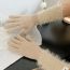 Fashion Khaki Pinstripe-f95 Gloves Plush Paneled Knitted Five-finger Gloves
