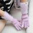 Fashion Gray Pinstripe-f95 Gloves Plush Paneled Knitted Five-finger Gloves