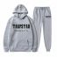 Fashion Dark Gray Clothes And Black Pants + Dark Gray Pants 2 Polyester Printed Hooded Sweatshirt + Tie-up Trousers