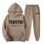 Fashion Light Gray Jacket + Light Gray Pants Polyester Printed Hooded Sweatshirt + Tie-up Trousers