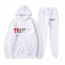 Fashion White Clothes + White Pants 2 Polyester Printed Hooded Sweatshirt And Leggings Trousers Set