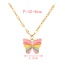 Fashion Golden 9 Titanium Steel Zirconia Butterfly Pendant Necklace