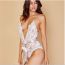 Fashion White Lace Embroidered Deep V One-piece Bra
