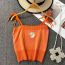 Fashion Orange Color Daisy Embroidered Knitted Camisole
