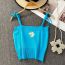 Fashion Blue Daisy Embroidered Knitted Camisole