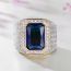 Fashion Blue Copper Diamond Square Ring