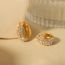 Fashion Gold Stainless Steel Diamond Geometric Round Earrings