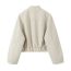 Fashion Beige Polyester Stand Collar Buttoned Jacket
