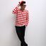 Fashion Men's Style (top + Hat + Glasses) Polyester Geometric Striped Round Neck Bottoming Shirt Hat + Glasses