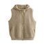 Fashion Apricot Lambswool Knitted Buttoned Hooded Vest