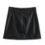 Fashion Black Pu Leather Pleated Skirt