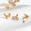 Fashion 3#gold Stainless Steel Zirconium-inlaid Geometric Piercing Nails (single)