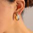 Fashion Gold And Silver Stainless Steel Water Drop Color Block Earrings