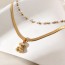 Fashion Golden 1 Titanium Steel Bear Pearl Double Layer Necklace