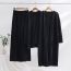 Fashion Black Acrylic Knitted Round Neck Long-sleeved Cardigan Jacket Wide-leg Pants Three-piece Set