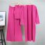 Fashion Rose Red Acrylic Knitted Sweater Cardigan Vest Wide-leg Pants Three-piece Set