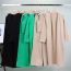 Fashion Green Acrylic Knitted Sweater Cardigan Vest Wide-leg Pants Three-piece Set