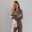 Fashion Brown Acrylic Knitted Lapel Button-down Top And Wide-leg Trousers Suit