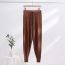 Fashion Brown Acrylic Lace-up Trousers