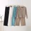 Fashion Khaki Acrylic Knitted Buttoned Sweater Cardigan Wide-leg Trousers Suit