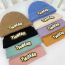 Fashion Pumpkin Color Letter Patch Knitted Beanie