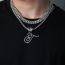 Fashion R Silver 4mm*20inch Silver Tennis Chain + Pendant Alloy Diamond 26 Letter Crown Necklace