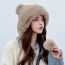 Fashion Wine Red Puff Patchwork Plush Pullover Hat