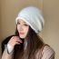 Fashion Purple Skin Knitted Rolled Brim Beaded Hat