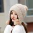 Fashion Grey Rabbit Fur Sequined Knitted Pom-pom Hat