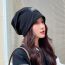 Fashion Black Polyester Label Knitted Pullover Hat