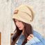 Fashion Milky White Polyester Label Knitted Pullover Hat
