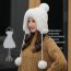 Fashion Light Coffee Wool Ball Knitted Beanie