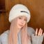 Fashion White Polyester Letter Patch Plush Pullover Hat