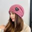 Fashion Purple Skin Rabbit Fur Knitted Love Patch Pullover Hat