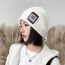 Fashion Milky White Wool Knitted Patch Pullover Hat