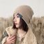 Fashion Khaki Knitted Patch Pullover Beanie