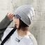 Fashion Khaki Knitted Patch Pullover Beanie