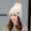 Fashion Light Gray Rabbit Fur Knitted Maple Leaf Embroidered Beanie