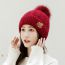 Fashion Black Rabbit Fur Knitted Maple Leaf Embroidered Beanie