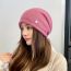 Fashion White Knitted Bright Diamond Rolled Brim Pullover Hat