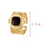 Fashion Golden 1 Copper Drip Oil Square Ring