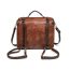 Fashion Brown Pu Large Capacity Contrast Color Backpack
