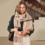Fashion Brown Rice Faux Cashmere Houndstooth Fringed Scarf