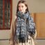 Fashion Yellow Gray Faux Cashmere Printed Fringed Scarf