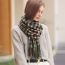 Fashion Beige Houndstooth Faux Cashmere Plaid Fringed Scarf