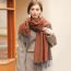 Fashion Blue Brown Faux Cashmere Printed Fringed Scarf